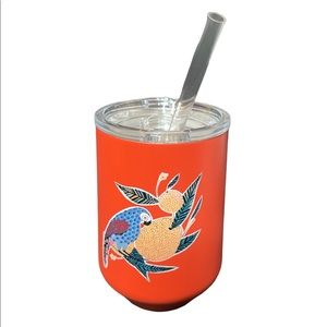 12oz Stainless Steel Wine Tumbler with Slide Lid & Straw-  Orange Branch
